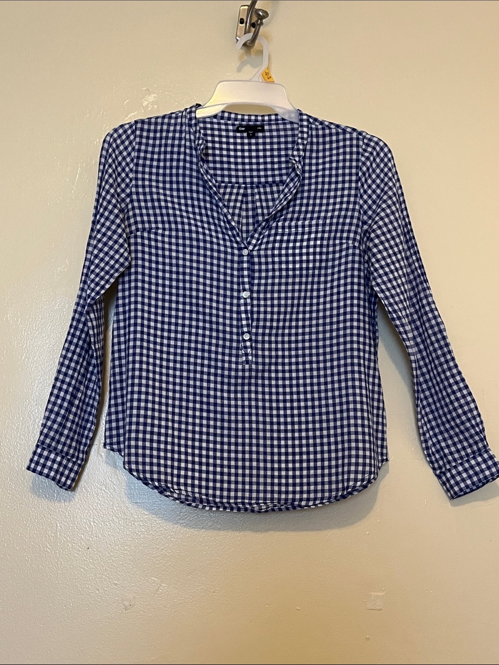 Classic Blue Gingham Button-Down Women's Blouse